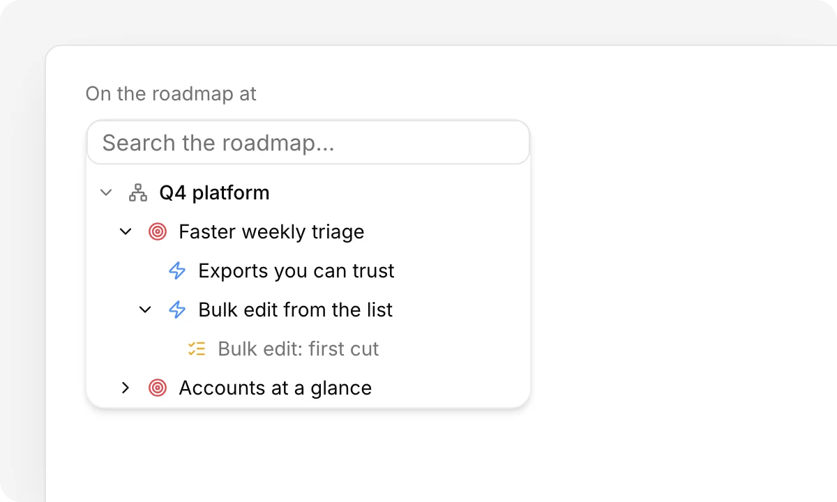 The roadmap picker: a plan, its intents, capabilities and issue lists, with a capability picked